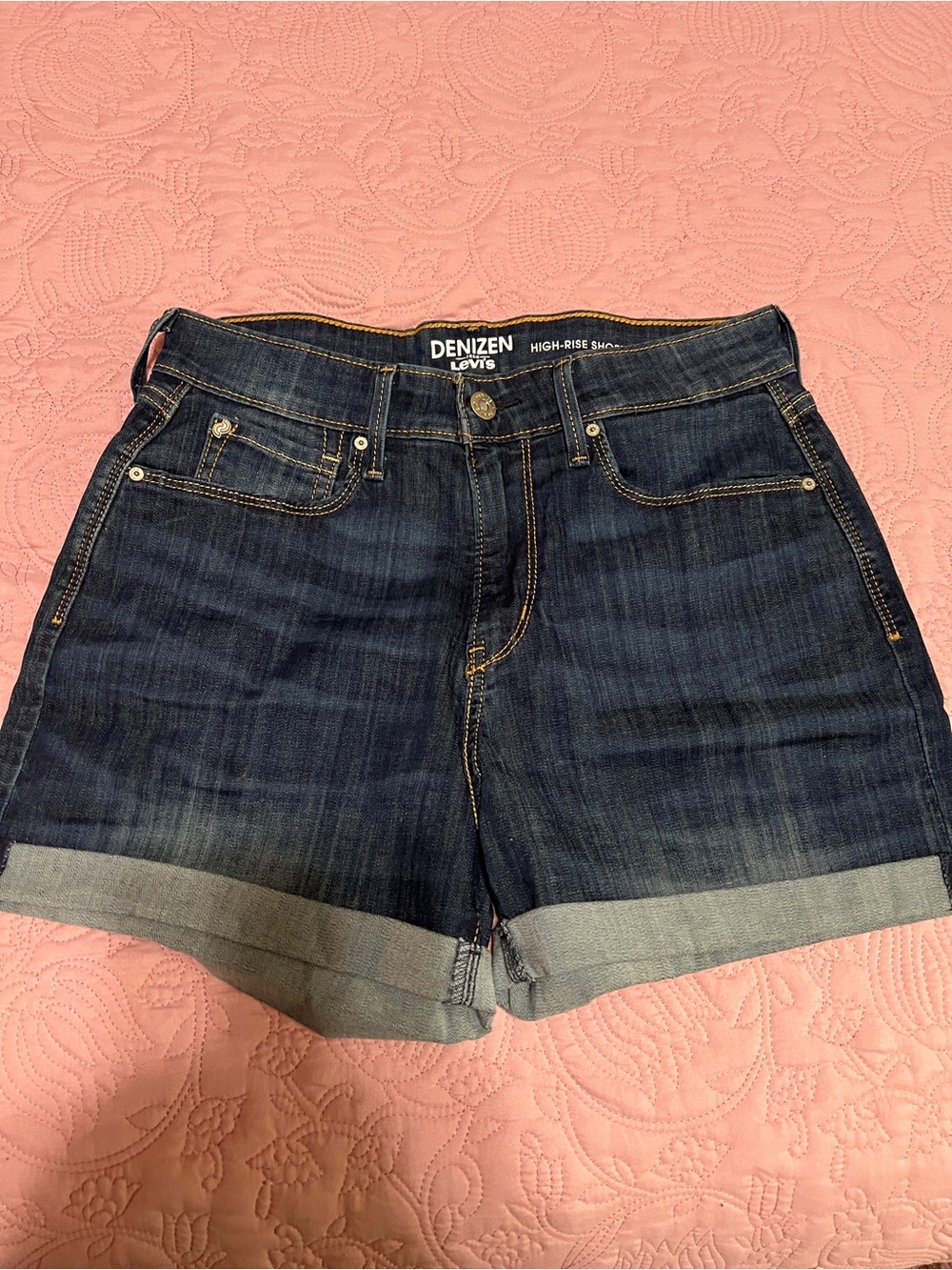Denizen High-Rise Dark Blue Denim Shorts